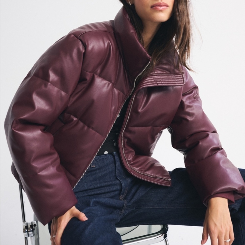 Abercrombie & Fitch Maroon Puffer Jacket